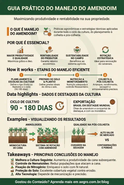 Infográfico educativo sobre Manejo Do Amendoim