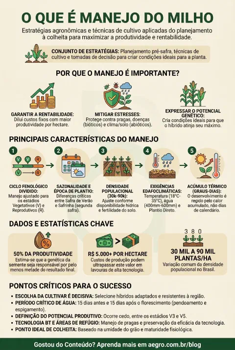 Infográfico educativo sobre Manejo Do Milho