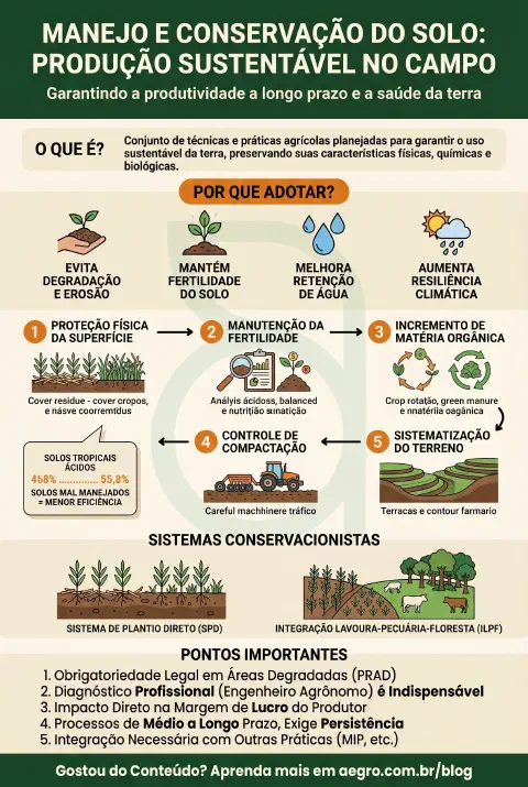 Infográfico educativo sobre Manejo E Conservação Do Solo