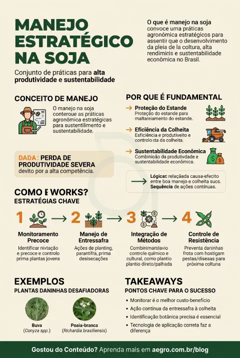 Infográfico educativo sobre Manejo Na Soja