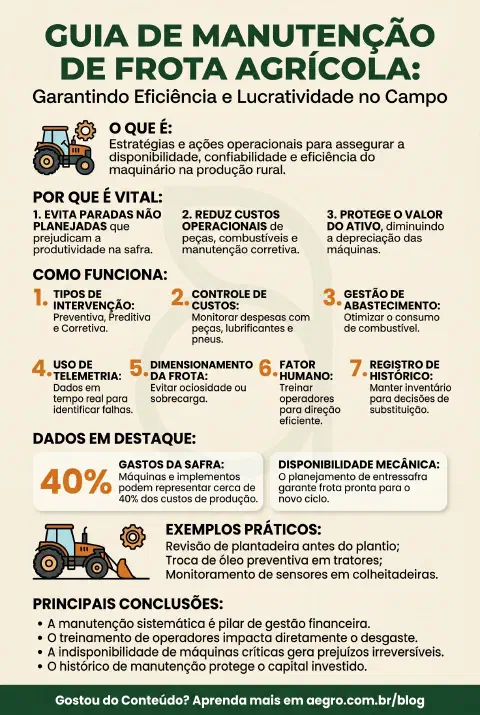 Infográfico educativo sobre Manutenção De Frota Agrícola