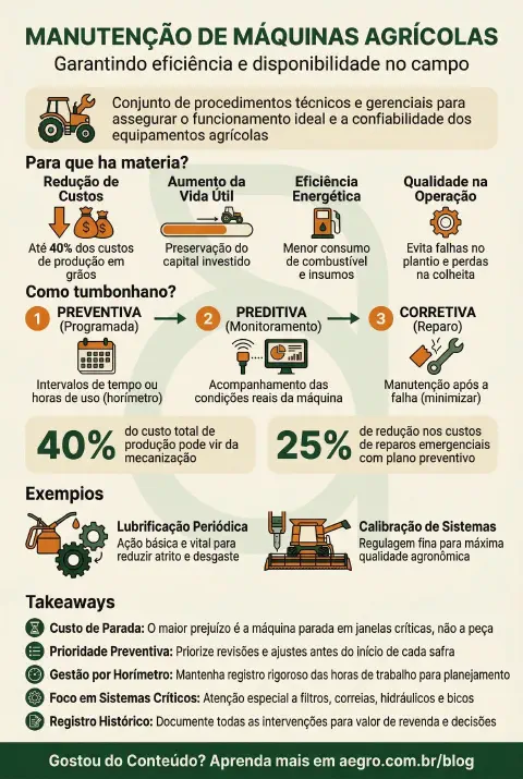 Infográfico educativo sobre Manutenção De Máquinas Agrícolas