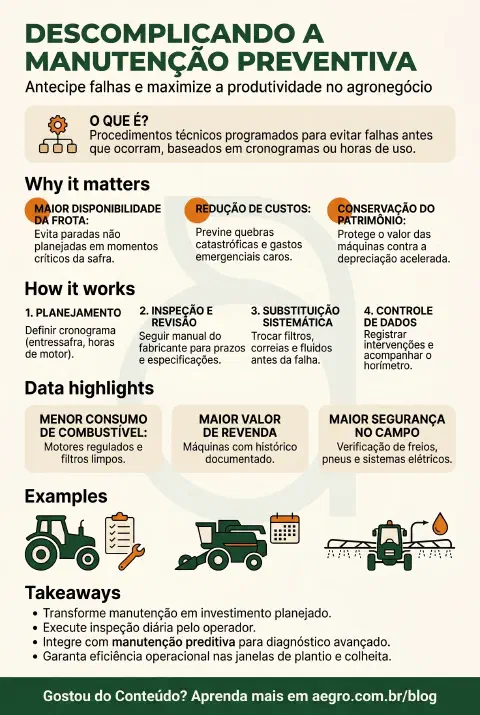 Infográfico educativo sobre Manutenção Preventiva De Máquinas