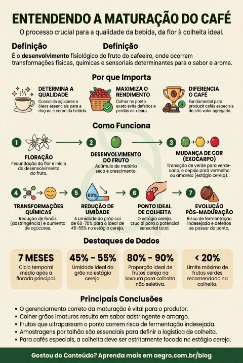 Infográfico educativo sobre Maturação Do Café