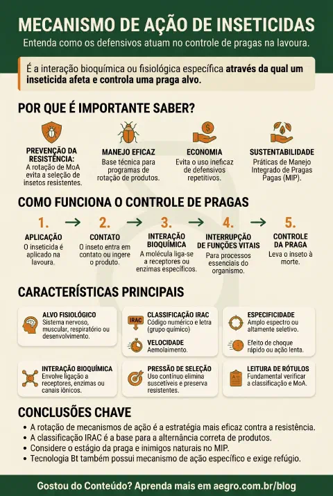 Infográfico educativo sobre Mecanismo De Ação De Inseticidas