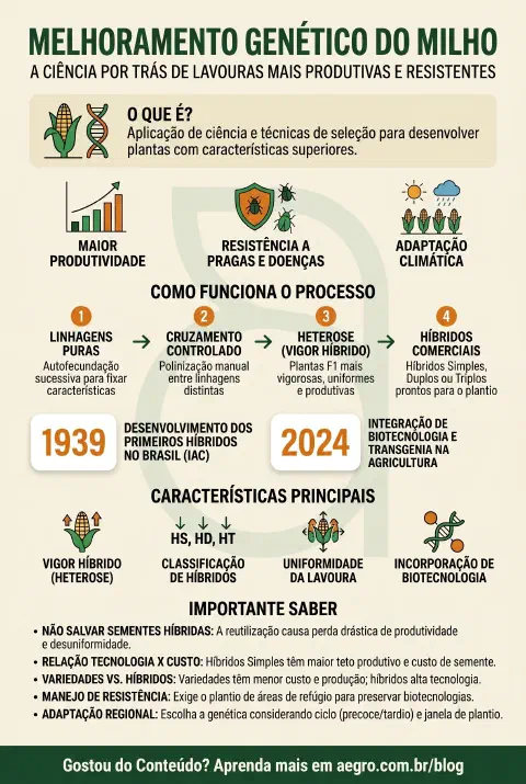 Infográfico educativo sobre Melhoramento Genético Do Milho