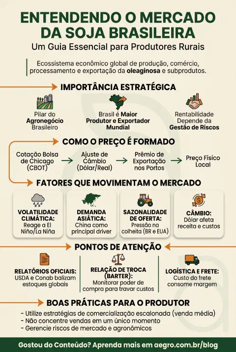 Infográfico educativo sobre Mercado Da Soja