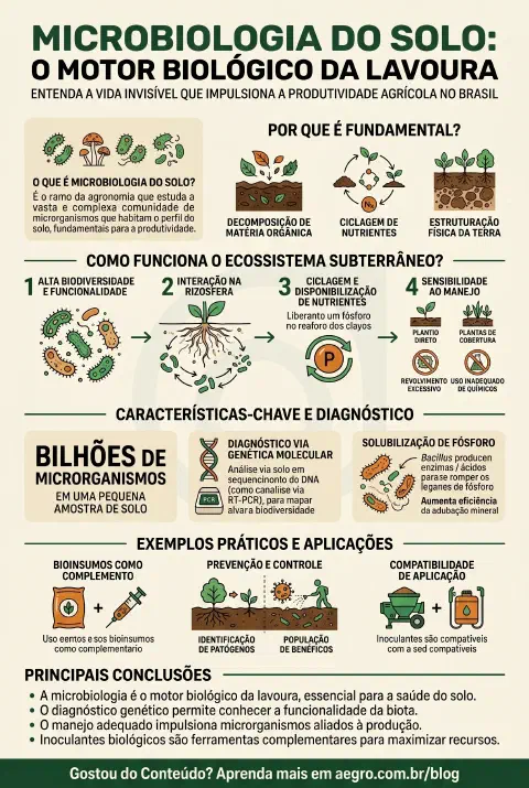 Infográfico educativo sobre Microbiologia Do Solo