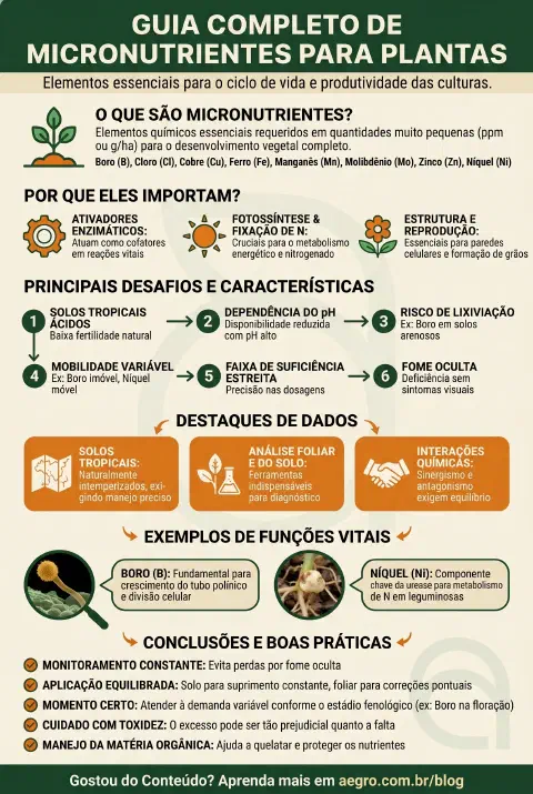 Infográfico educativo sobre Micronutrientes Para Plantas