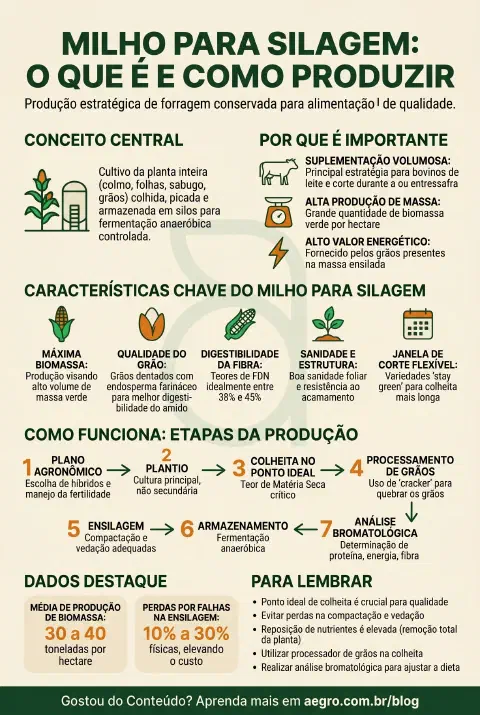 Infográfico educativo sobre Milho Para Silagem