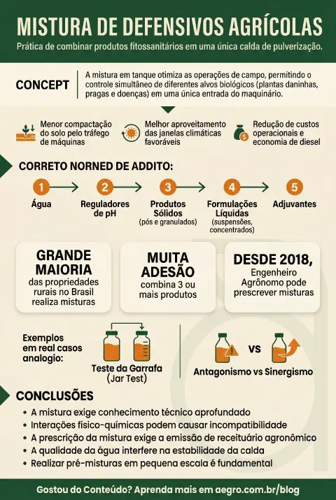 Infográfico educativo sobre Mistura De Defensivos Agrícolas