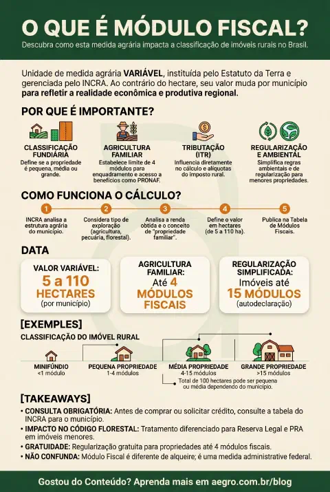 Infográfico educativo sobre Módulo Fiscal