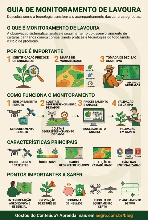 Infográfico educativo sobre Monitoramento De Lavoura
