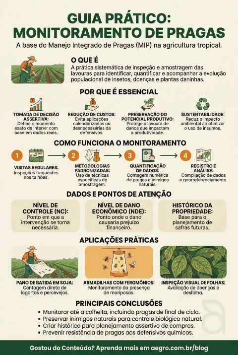 Infográfico educativo sobre Monitoramento De Pragas