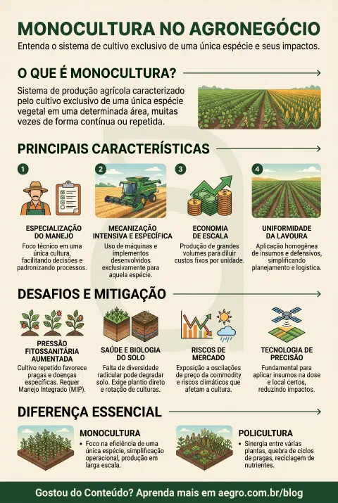 Infográfico educativo sobre Monocultura