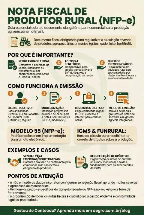 Infográfico educativo sobre Nota Fiscal De Produtor Rural