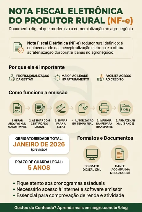 Infográfico educativo sobre Nota Fiscal Eletrônica Produtor Rural