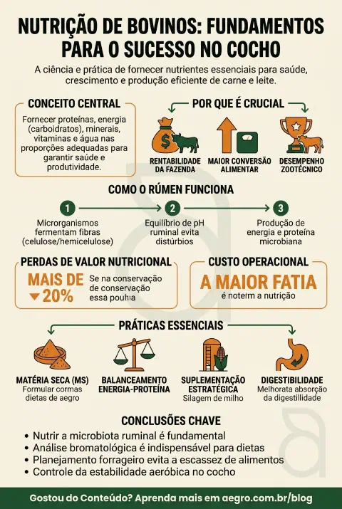 Infográfico educativo sobre Nutrição De Bovinos