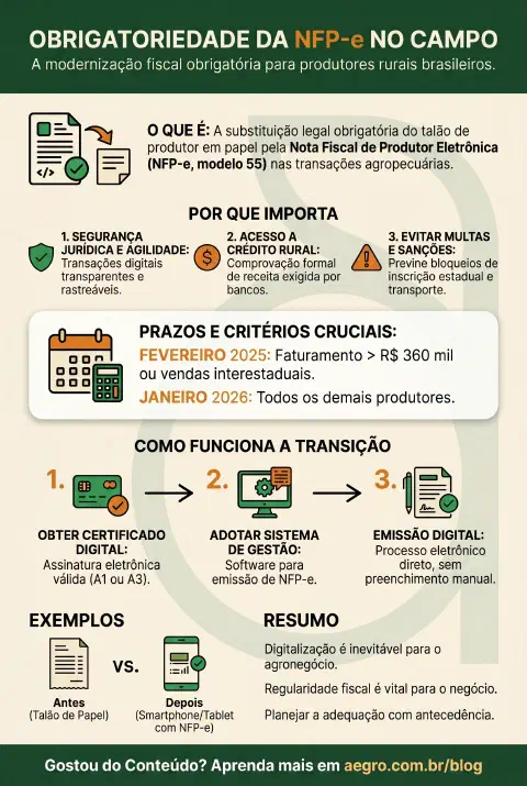 Infográfico educativo sobre Obrigatoriedade Nfp E