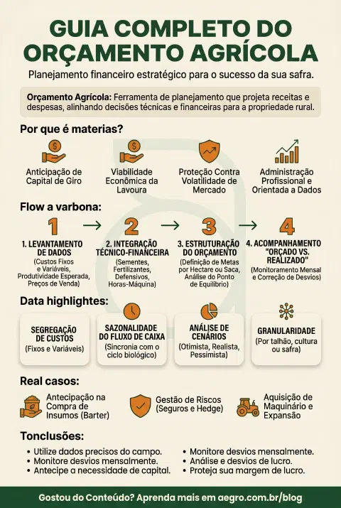 Infográfico educativo sobre Orçamento Agrícola
