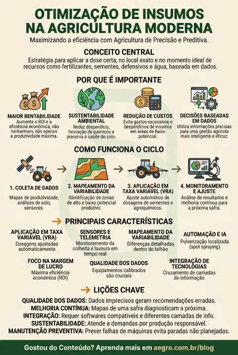 Infográfico educativo sobre Otimização De Insumos