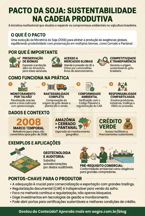 Infográfico educativo sobre Pacto Da Soja