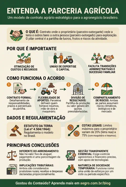 Infográfico educativo sobre Parceria Agricola