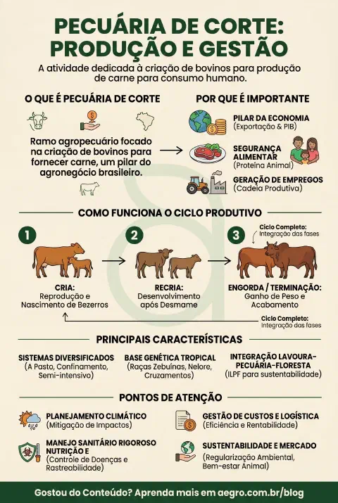 Infográfico educativo sobre Pecuária De Corte