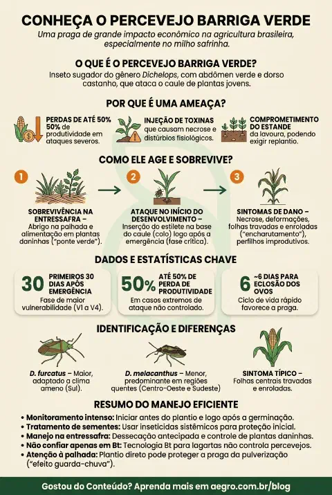 Infográfico educativo sobre Percevejo Barriga Verde