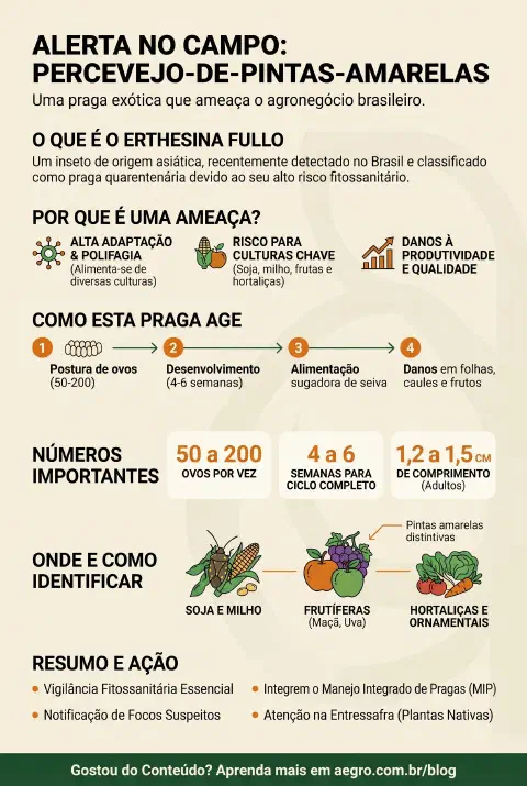 Infográfico educativo sobre Percevejo De Pintas Amarelas