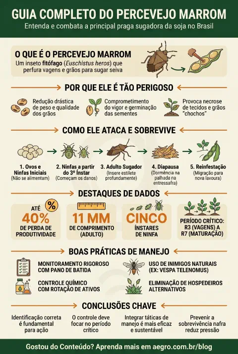 Infográfico educativo sobre Percevejo Marrom