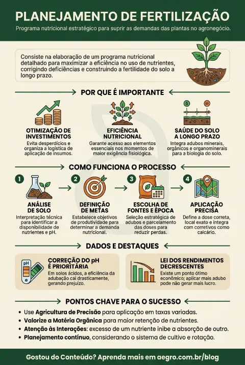 Infográfico educativo sobre Planejamento De Fertilização