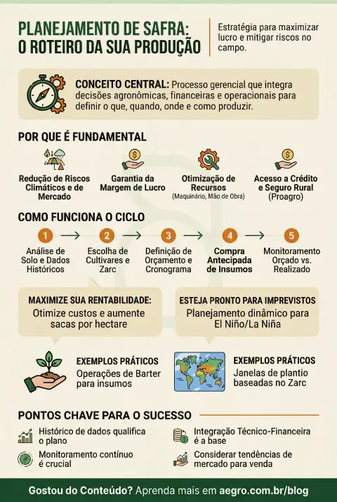 Infográfico educativo sobre Planejamento De Safra