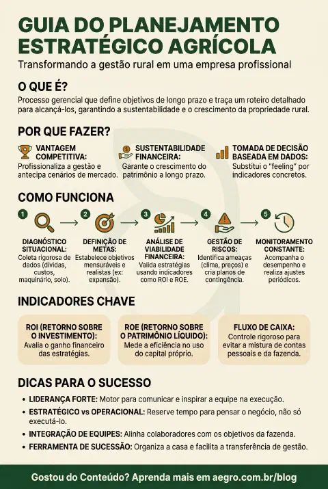 Infográfico educativo sobre Planejamento Estratégico Agrícola