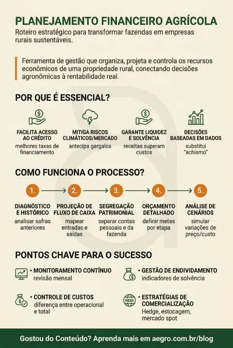 Infográfico educativo sobre Planejamento Financeiro Agrícola