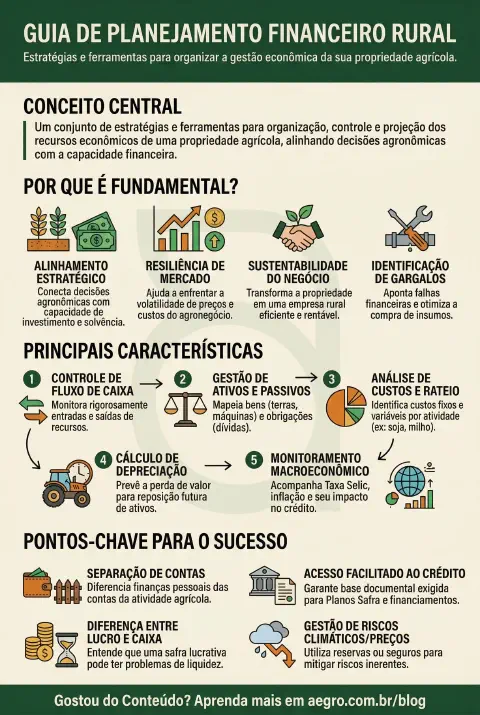 Infográfico educativo sobre Planejamento Financeiro Rural