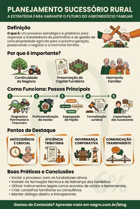 Infográfico educativo sobre Planejamento Sucessório Rural