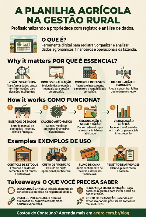 Infográfico educativo sobre Planilha Agrícola