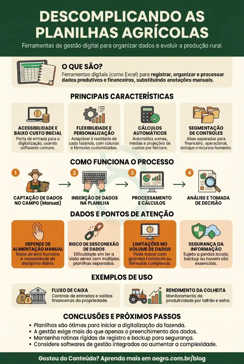 Infográfico educativo sobre Planilhas Agricolas