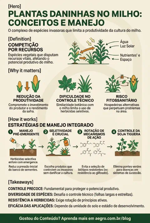 Infográfico educativo sobre Plantas Daninhas No Milho