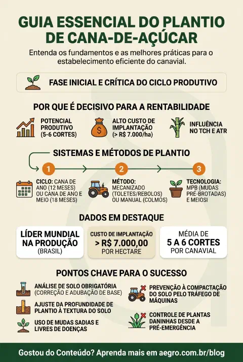 Infográfico educativo sobre Plantio De Cana De Açúcar