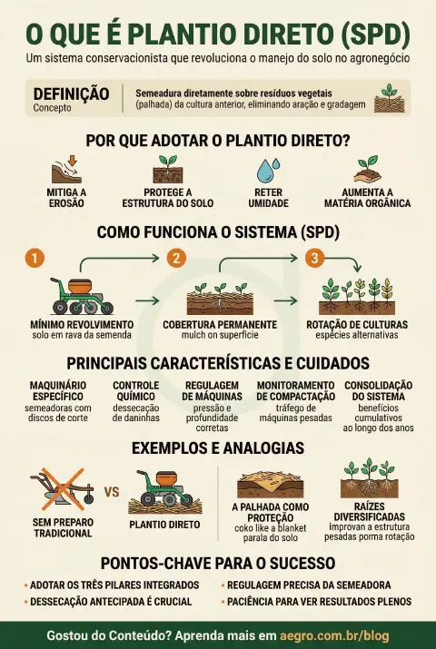 Infográfico educativo sobre plantio direto