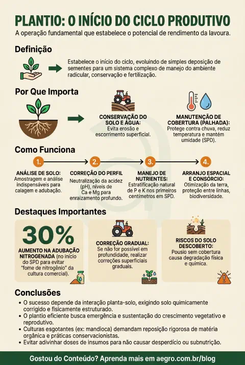 Infográfico educativo sobre Plantio