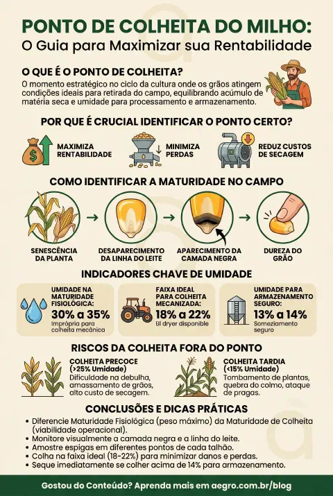 Infográfico educativo sobre Ponto De Colheita Do Milho