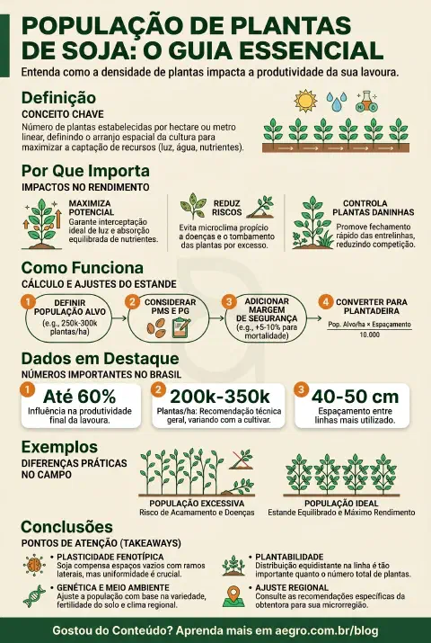Infográfico educativo sobre População De Plantas De Soja