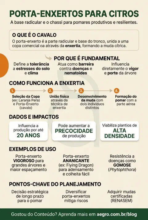Infográfico educativo sobre Porta Enxertos Para Citros