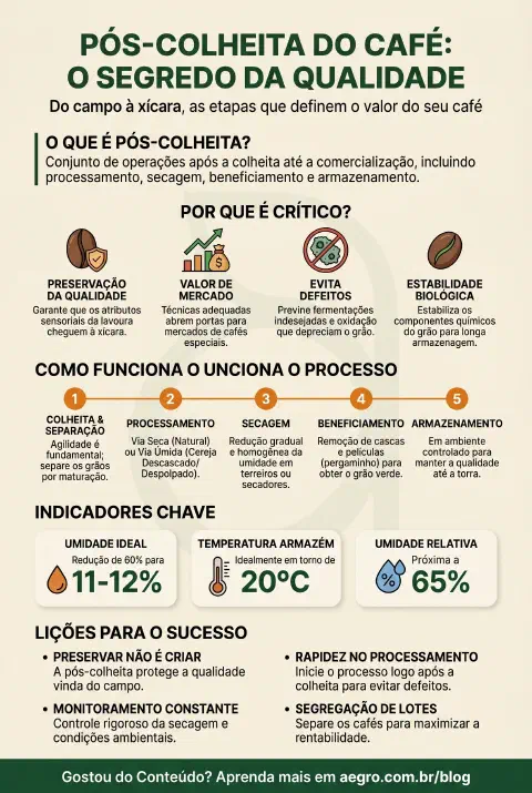 Infográfico educativo sobre Pós Colheita Do Café