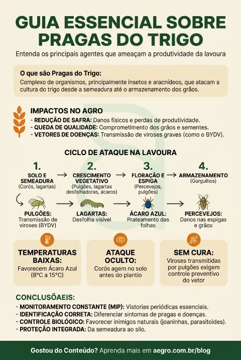 Infográfico educativo sobre Pragas Do Trigo