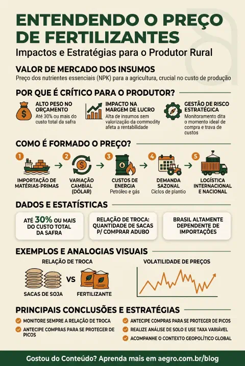 Infográfico educativo sobre Preço De Fertilizantes