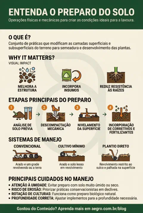 Infográfico educativo sobre Preparo Do Solo